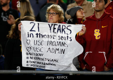 November 24, 2018 USC Trojans Ventilator während der Fußball-Spiel zwischen den Notre Dame Fighting Irish und die USC Trojans am Los Angeles Coliseum in Los Angeles, Kalifornien. Charles Baus/CSM Stockfoto