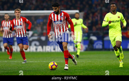 Diego Costa (Club Atlético de Madrid) in Aktion während der spanischen La Liga Match zwischen Atletico Madrid und Barcelona am Wanda Metropolitano Stadion in Madrid gesehen. (Endstand; Atletico Madrid 1:1 FC Barcelona) Stockfoto