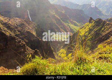 USA, Hawaii, Kauai. Waimea Canyon und fällt. Stockfoto