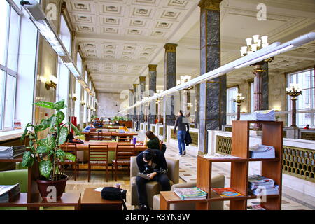 Moskau, Russland - November 21, 2018: Die öffentliche Halle der Russischen Staatsbibliothek Stockfoto