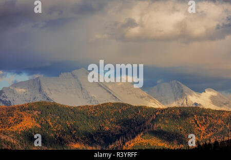 Great Northern Mountain im Herbst oben Hungry Horse Behälter in der Flathead National Forest, Montana, USA Stockfoto