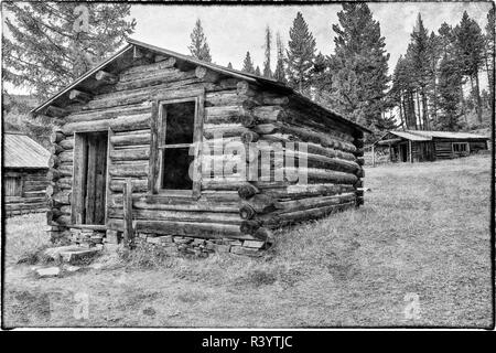 Granat Ghost Town Old Log Cabin still stehen Stockfoto