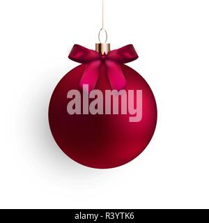 Christmas Ball mit Ball und Band auf weißem Hintergrund Vector Illustration Stock Vektor