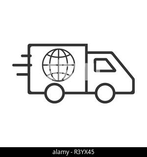 Vector Illustration, flache Bauform. Global Delivery Symbol Stock Vektor