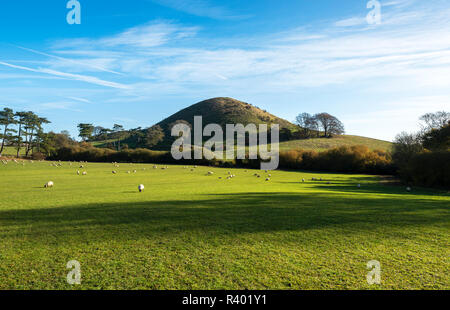 Sommerhaus Hill, ein kegelförmiges Merkmal der Kent Downs und breitere North Downs in der Nähe von Folkestone. Stockfoto