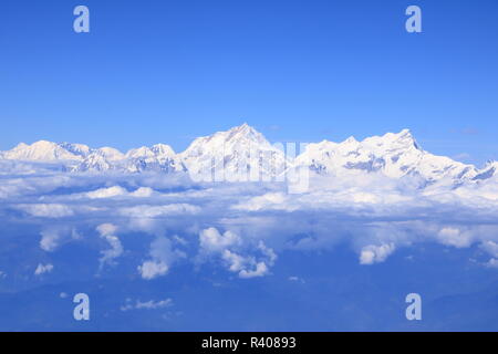 Blick auf den Himalaya Gebirge aus dem Flugzeug Stockfoto