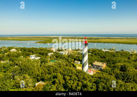 Luftaufnahme von Saint Augustine Leuchtturm am Anastasia Insel in Florida Stockfoto