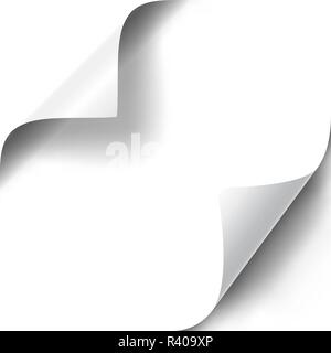 Curly Seite Ecken einstellen. Realistische Darstellung mit transparenter Schatten. Vector Illustration. Stock Vektor