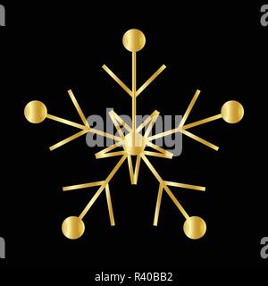 Gold Schneeflocken-symbol grafisches Symbol Design. Vector Illustration auf schwarzen Hintergrund isoliert. Stock Vektor