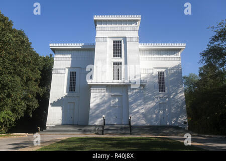 Die ersten presbyterianischen Kirche in Sag Harbor, auch als der alten Walfänger" Kirche bekannt, wurde im Jahr 1844 gebaut. Sag Harbor, Long Island, New York, USA. Stockfoto