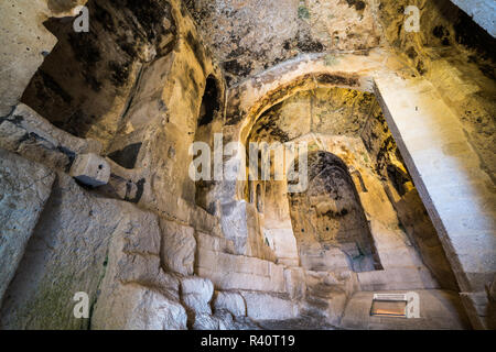 Casa Grotta di Vico Solitario, Matera, Italien, Europa. Stockfoto