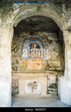 Innenraum der Kirche im Fels, Matera, Italien, Europa. Stockfoto