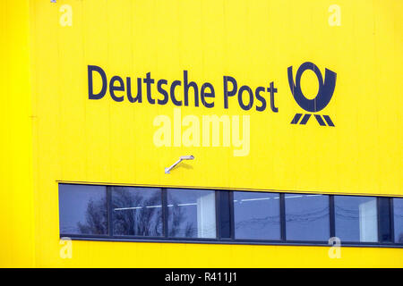 Deutsche Post Logo, Vertriebszentrum, Post Berlin Deutschland Stockfoto