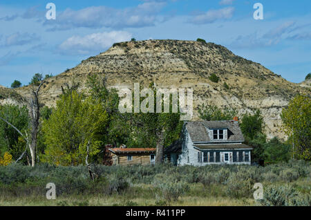 USA, North Dakota, Medora. Theodore Roosevelt National Park, South Unit, friedlichen Tal Ranch Stockfoto
