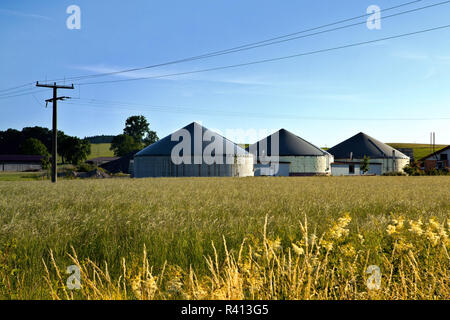 Biogasanlage in einem Feld Stockfoto