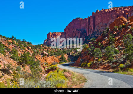 USA, Utah. Boulder, Burr Trail Straße Blick in langen Canyon Stockfoto