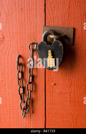 Schloss auf dem Gefängnis Tür, Fort Vancouver National Historic Site, Vancouver, Washington State, USA Stockfoto