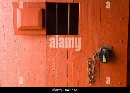 Schloss auf dem Gefängnis Tür, Fort Vancouver National Historic Site, Vancouver, Washington State, USA Stockfoto