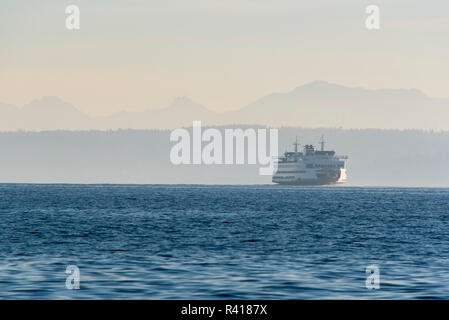 USA, Washington State. Puget Sound, Kingston Edmonds Fähre an ruhigen Morgen Stockfoto