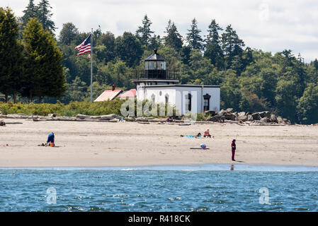 USA, Washington State, Kitsap County. Punkt keine Point State Park Hansville. Älteste Leuchtturm im Puget Sound Stockfoto