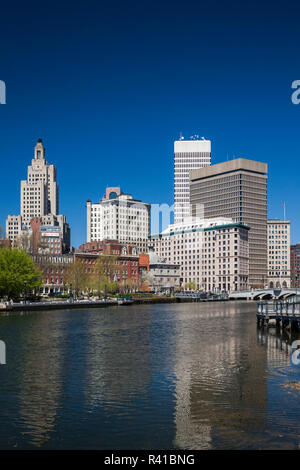 USA, Rhode Island, Providence, die Skyline der Stadt vom Fluss Providence Stockfoto