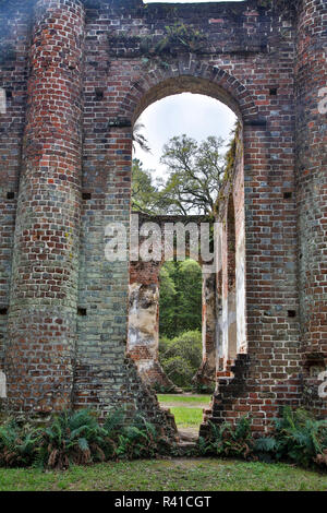 USA, South Carolina, Harrisburg, Alte Sheldon Kirchenruine Stockfoto