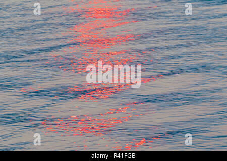 USA, Washington State, seabeck. Sonnenuntergang spiegelt sich auf Haube Kanal. Stockfoto