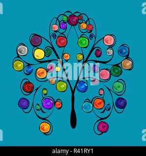 Abstrakte Baum mit gemusterten farbigen Obst Stockfoto