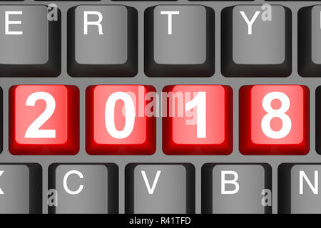 Jahr 2018 auf modernen Computer Tastatur Stockfoto