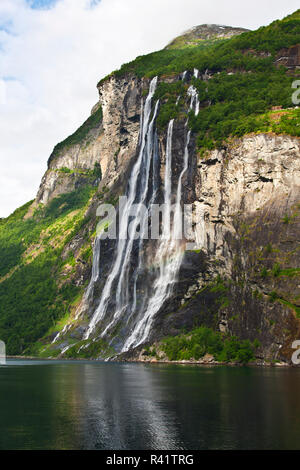 Gerainger Fjord, Norwegen, Sieben Schwestern fällt, Wasserfälle, Stockfoto