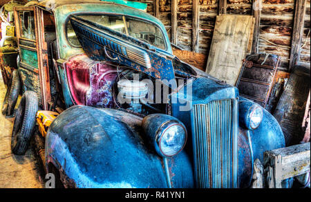 USA, Washington State, Palouse Land, Alte Packard mit Rost und Ausbleichen Farbe Stockfoto