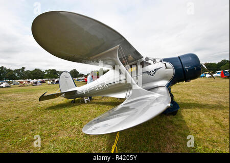 USA, Wisconsin, Oshkosh, AirVenture 2016, Oldtimer, Beech D17S Staggerwing Doppeldecker Stockfoto