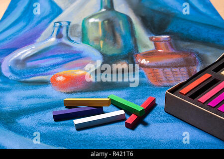 Künstler Pastell- und original Pastell Zeichnungen von Still Life. Stockfoto