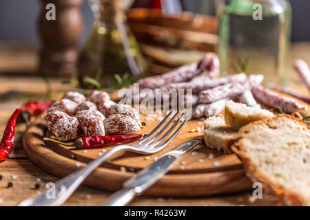 Satz von salami Stockfoto