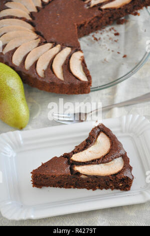 Schoko Birnen Kuchen Stockfoto