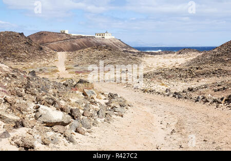 Punta Martino Leuchtturm auf der kleinen Insel Lobo Stockfoto