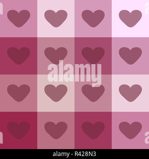 Roten Herzen auf einem karierten Hintergrund vintage nahtlose Muster Stockfoto