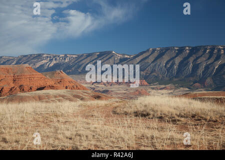 USA, Wyoming, Shell, das Versteck Ranch, die roten Felsen und Berge der Ranch (PR) Stockfoto