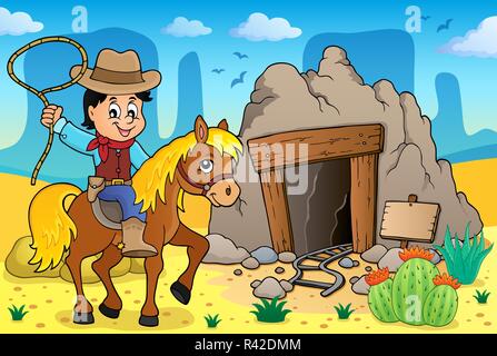 Cowboy auf Pferd Thema Bild 3 Stockfoto