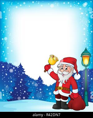 Weihnachtsmann mit Glocke thematischen Rahmen 1. Stockfoto