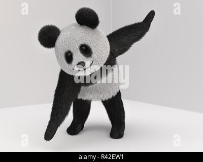 Panda fluffy Maskottchen 3d Stockfoto