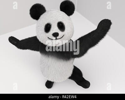 Panda fluffy Maskottchen 3d Stockfoto