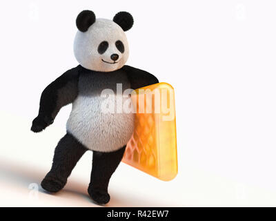 Flauschige, fuzzy, pelzigen, downy 3D-Render panda Charakter Stockfoto