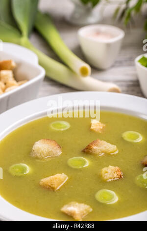 Lauch-Creme-Suppe Stockfoto