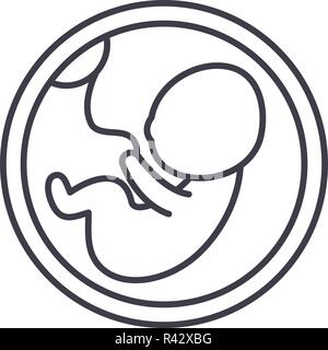 Fetus im Mutterleib Symbol Leitung Konzept. Fetus im Mutterleib Vector Linear Abbildung, Symbol, Zeichen Stock Vektor