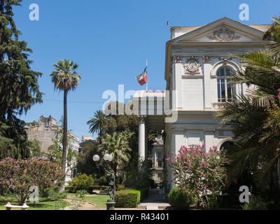 Imposante Sitz von Santiago des Nationalen Kongresses von Chile, im Zentrum von Santiago de Chile, die Hauptstadt und die grösste Stadt in Chile. Stockfoto