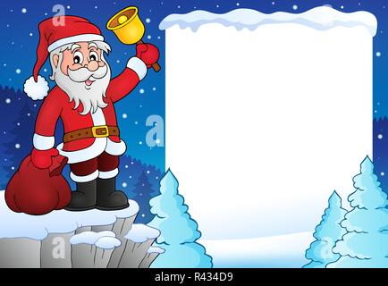 Weihnachtsmann mit Glocke Thema Rahmen 3 Stockfoto