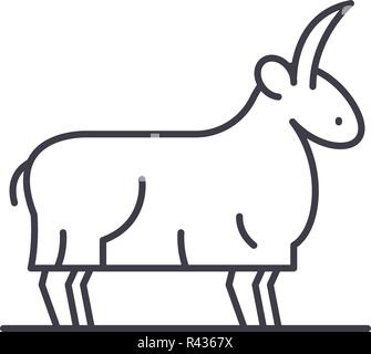 Ziege Symbol Leitung Konzept. Ziege Vector Linear Abbildung, Symbol, Zeichen Stock Vektor