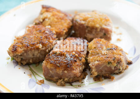 Steaks von panierte Thunfisch Stockfoto