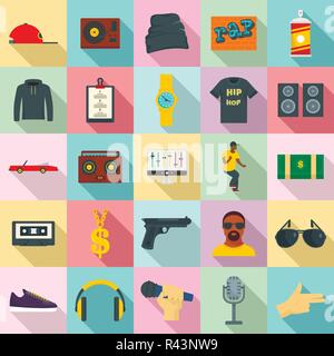Hiphop rap swag Musik Tanz Symbole gesetzt. Flache Darstellung von 25 hiphop Rap swag Musik Tanz Vector Icons für Web Stock Vektor